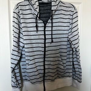 BDG Black and Gray Striped Zip-Up Sweater